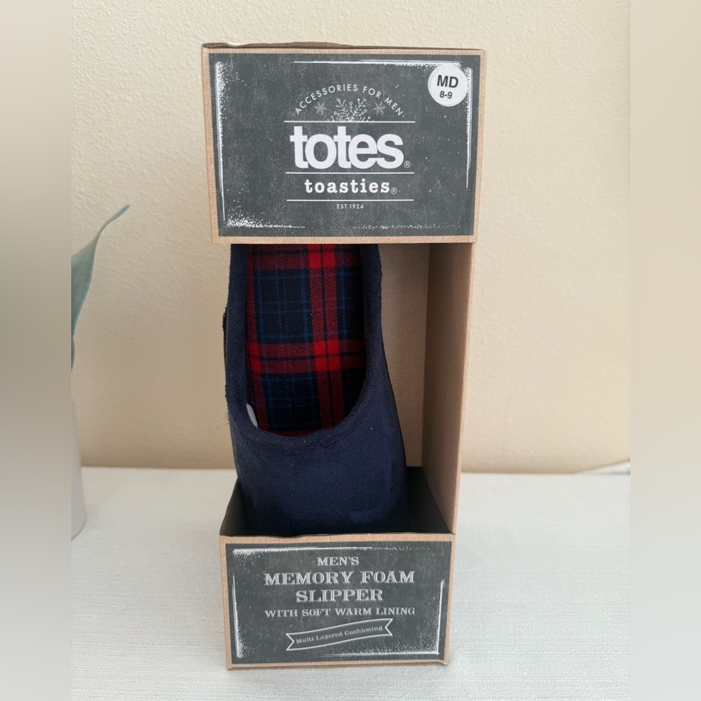 New Totes Toasties Men's Blue Memory Foam Slipper